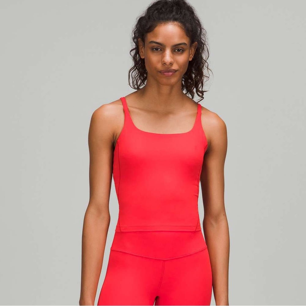 Lululemon Love Red Strappy Nulu Shelf Tank Top (Size 6)